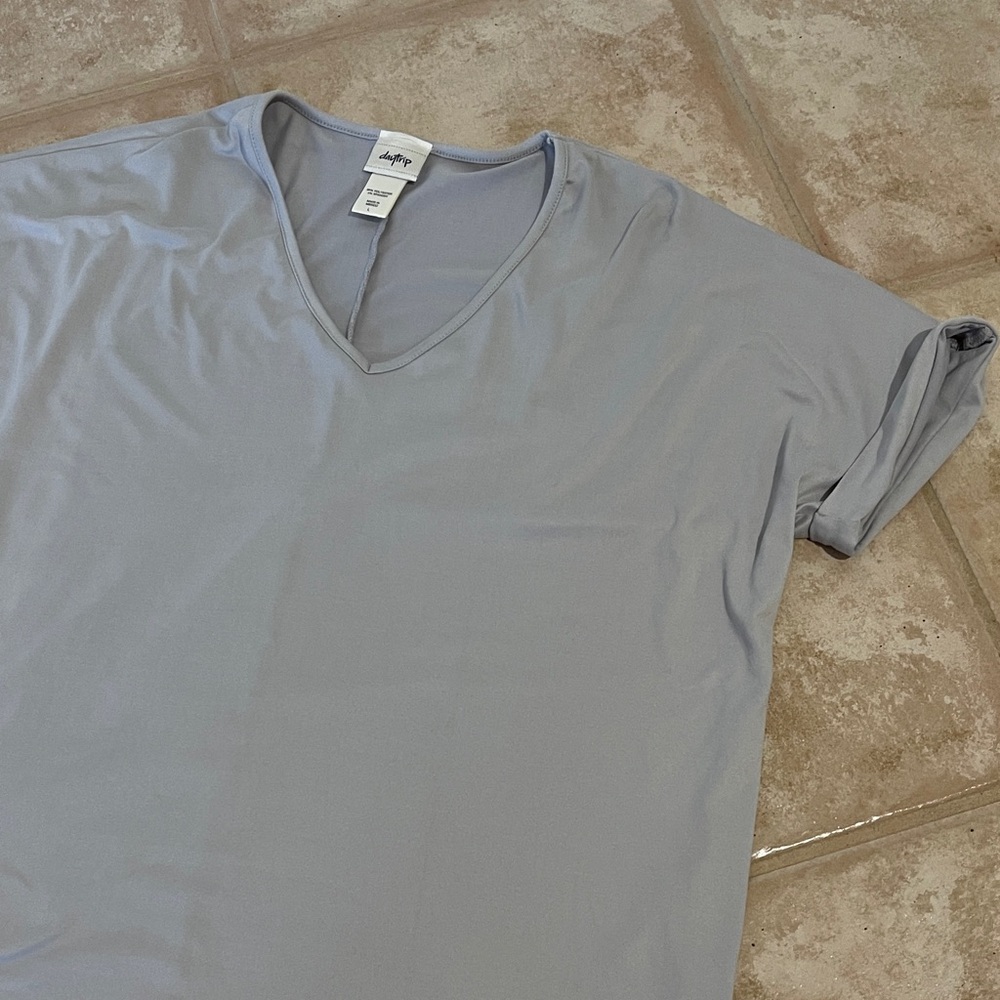 Short Sleeve V-Neck Shirt - Light Gray - Super Soft